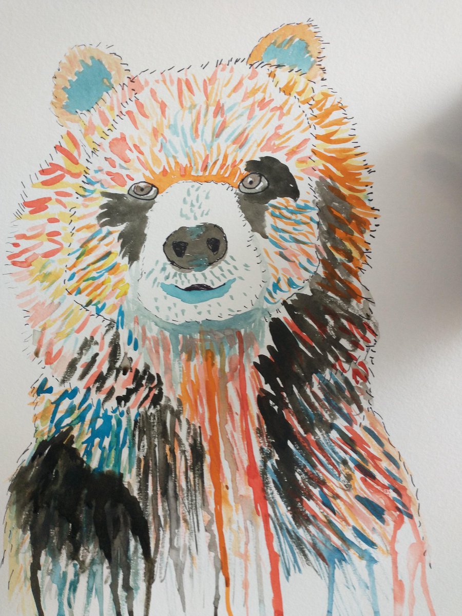 Desachroma's tweet photo. My dear Buck the Bear, a Christmas present for a special bro. #watercolor #painting #art #artist #watercolorbear #bear https://t.co/KSPSXAKtfi