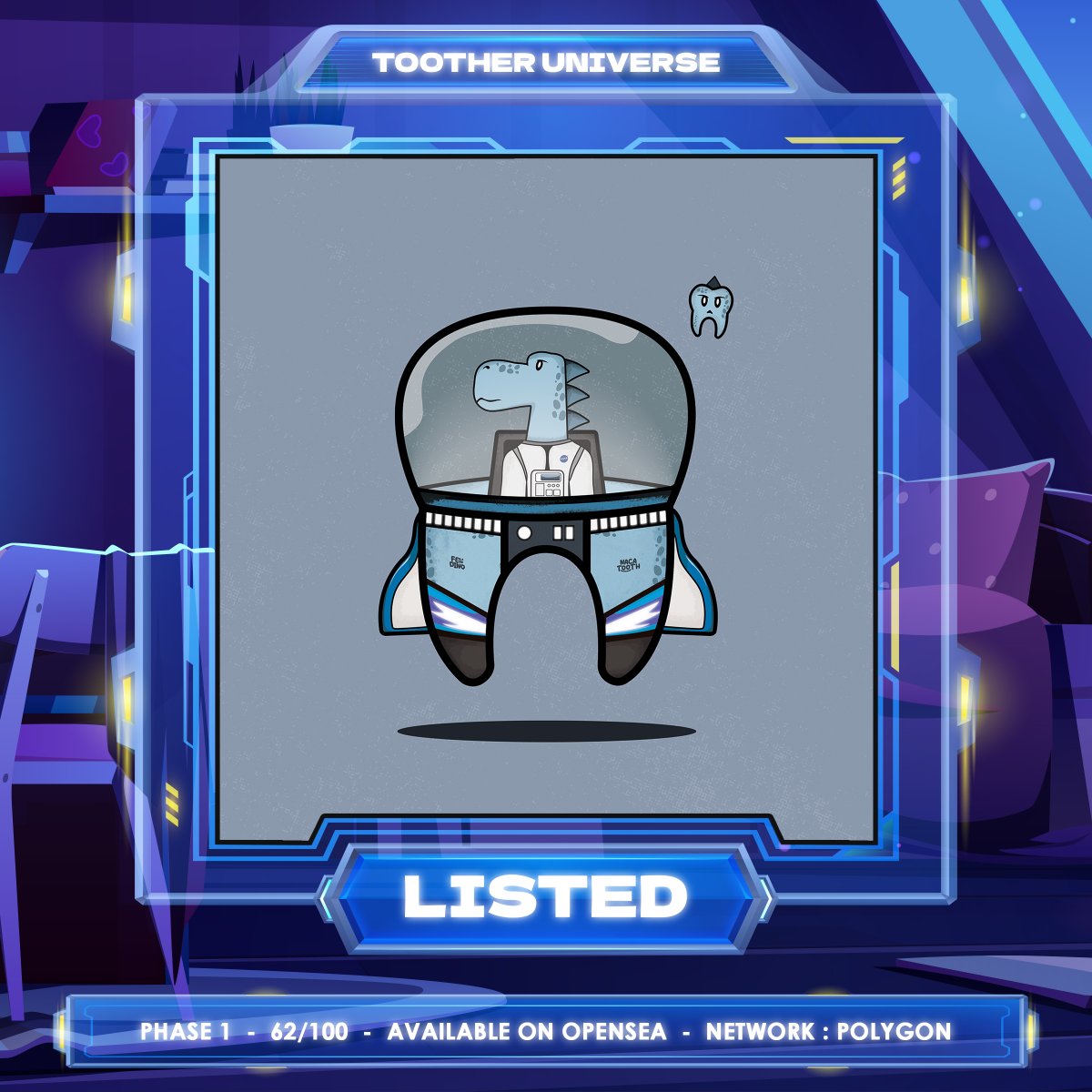 Dino Astro Tooth #62 (LEGEND)
When we started our space journey in early March, we managed to find a di... Read the full story at <a href="/opensea/">OpenSea</a>

opensea.io/assets/matic/0…

Join Discord for more Information
discord.gg/FQxdEyfVN6

Special Collaboration w 
Fen Dino Verse

Thank You #NFT