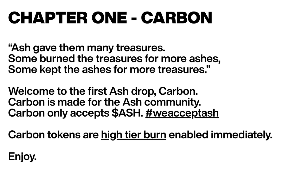 wadepxq's tweet photo. @muratpak @archillect @SuperRare 58/[#AshOne - CARBON]

2022년 1월 공개된 #AshOne 은 바로, ASH를 통해서만 구매할 수 있는 컬렉션이었습니다. NFT를 소각하여 “재”가 나오고, 그걸로 “탄소"라는 이름의 NFT를 구매할 수 있다니! 정말 기발하죠? https://t.co/fIrEalr5L4