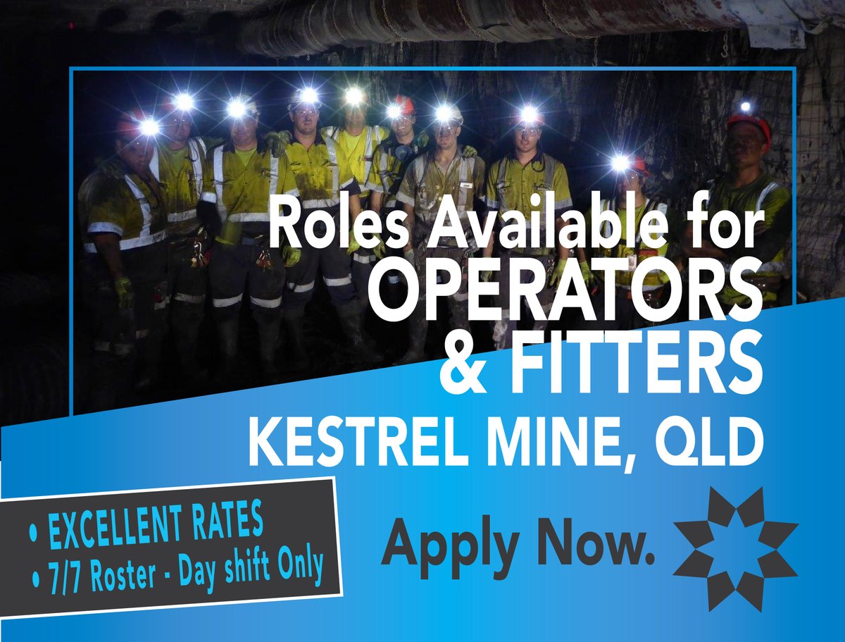 Belt Installs Underground Fitters &amp; Operators required!
Site located in Queensland.

Excellent rates on an even time roster won't last, APPLY NOW!
clientapps.jobadder.com/82025/pims-gro…