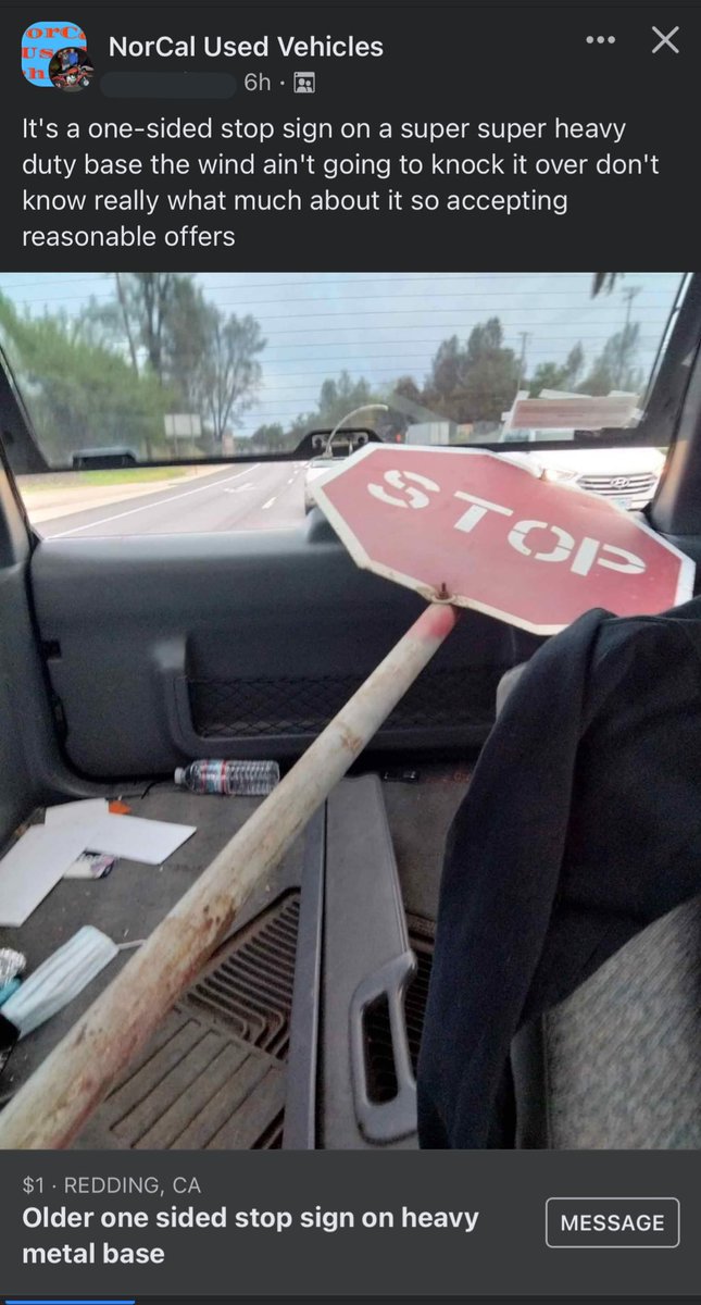 LouTweetsGood's tweet photo. you gotta be down BAD to steal a stop sign &amp; post it for sale on facebook https://t.co/gy0RvxTkFK