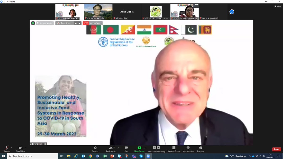 PierreFerrand6's tweet photo. #HappeningNow @davidnabarro highlighting the approach taken for the #FoodSystemSummit and pointing out how to transform commitments into actions in a regional consultation organized by @FAOAsiaPacific @AsianFarmers @IFAD and @SaarcSec
live on live on: https://t.co/Eh6PdOWMU7 https://t.co/Qs1KLQNOJx