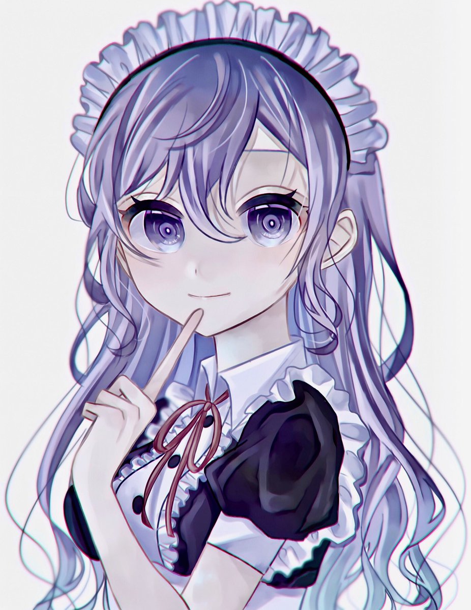 1girl solo maid maid headdress long hair purple eyes looking at viewer  illustration images