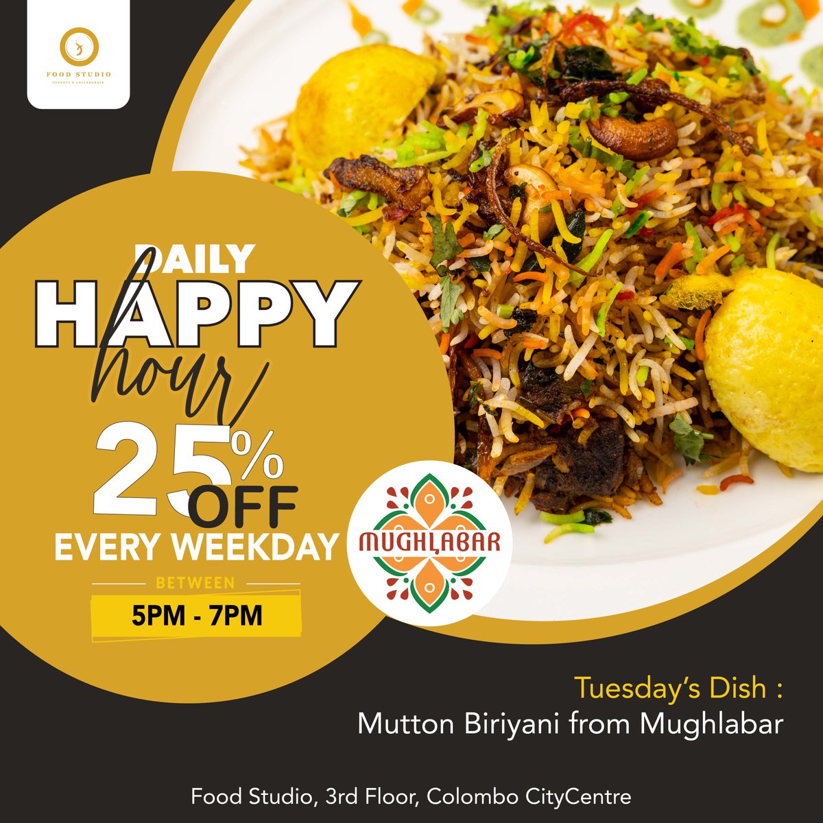 FoodStudioSL's tweet photo. Tuesday's #HappyHour Selection
Dine-in at Colombo City Centre and One Galle Face between 5pm and 7pm and get 25% off these two dishes.

#ChinaExpress #Mughlabar #Food #Mala #HotPot #MuttonBiryani https://t.co/0WqnW6RwfM