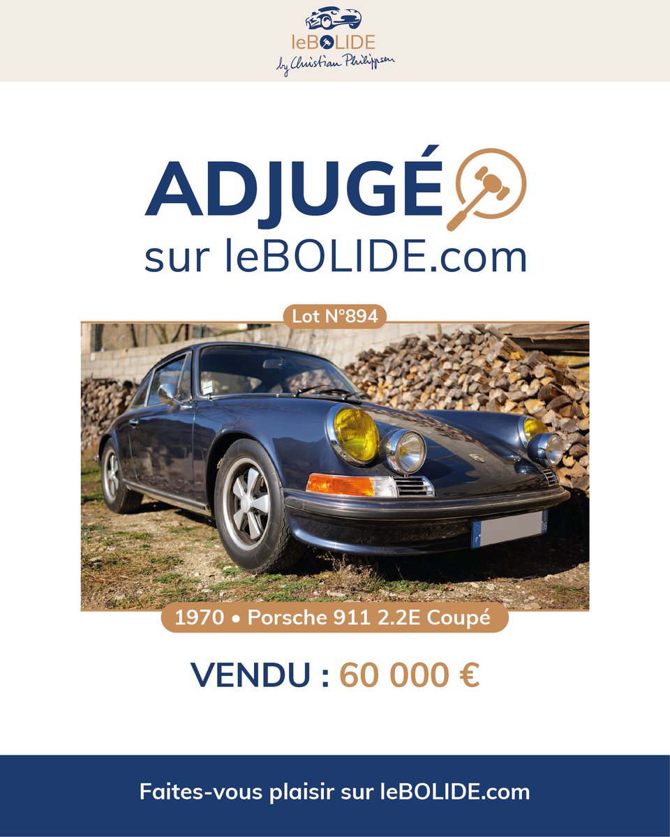 leBolide_'s tweet photo. Adjugé !
Félicitations au nouveau propriétaire de cette Porsche 911 2.2E Coupé de 1970.

Rendez-vous sur https://t.co/0sdcy95Oo4 pour suivre les enchères en cours et à venir.

Rêvez… 
Commentez… 
Enchérissez… 
Achetez ! 
Faites-vous plaisir sur https://t.co/0sdcy95Oo4 https://t.co/wh9iu2oKbc