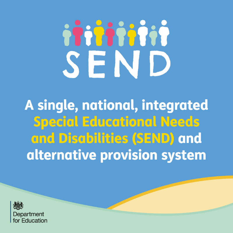 educationgovuk's tweet photo. We're announcing bold new plans to improve support for children with special educational needs and disabilities and in alternative provision.

Our consultation seeks views on changing practice across education, health and care for a more inclusive system.

#SendReview