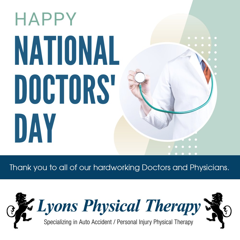 LYONSPTLV's tweet photo. A doctor is bestowed with the eye to see and treat weakness in mankind. He is the one who can give us hope when we are in doom. Happy Doctorsβ Day!
Call us today:π 702.476.0222 / 702.954.4646
#doctorsday #lyonsptlv #lyonspt #physicaltherapy #caraccident #accident #backpain https://t.co/Wtf05PBsYg
