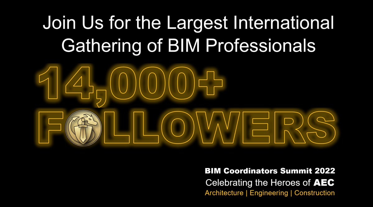 BIMCoordinators's tweet photo. We just past 14,000+ Followers on LinkedIn! The largest international community of dedicated #BIM professionals. The #BIMheroes of #AEC. https://t.co/rdTW5nM97M
#BIMcoordinatorSummit2022 #BIMhero #Architecture #Engineering #Comstruction #DigitalTransformation #Innovation https://t.co/GnLfZ80qDE