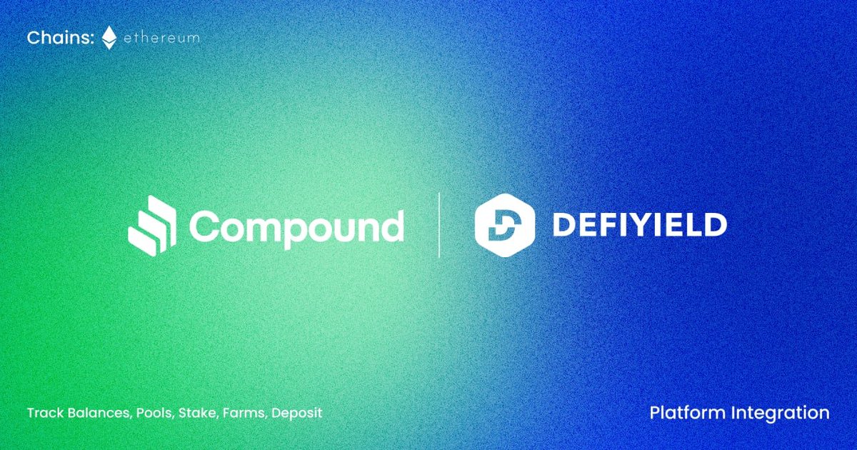 New Protocol ⚡️Compound Finance 🎉
 
🤩We are happy to announce that <a href="/compoundfinance/">Compound Labs</a> prices and assets balances on Ethereum blockchain are now trackable at DeFiYield Cross-Chain Asset Management Dashboard 🔥

Go for it! 😉
defiyield.app/dashboard
