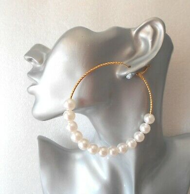 FashionJools's tweet photo. Massive White Faux Pearl Gold Twisted Hoop Earrings 85mm/3.25" Pierced or Clip https://t.co/OpM8NiRWr4 https://t.co/9sOWp9pvN5