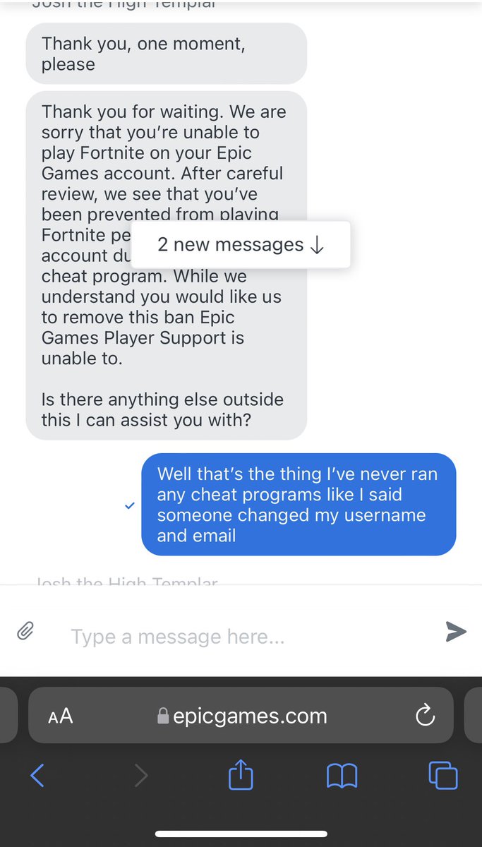 ediithcassandra's tweet photo. Whoever this is at @EpicGamesBackup you were of no help… I don’t have the time to cheat 🙃 and the money I spent on this game is annoying just to not be able to recover an account that I haven’t used in months #FortniteSeason2 #FortniteLeaks https://t.co/TYxKss6zQr