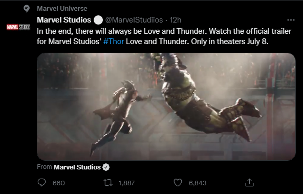 Wow the official Marvel Studios account really tweeted out the Thor Love and Thunder trailer, but linked the Ragnarok trailer. This is a worse jebait than the Homecoming after credits scene. 

Isn't there already enough sadness in the world @MarvelStudios? Y U DO DIS https://t.co/2vXKsMtrtg