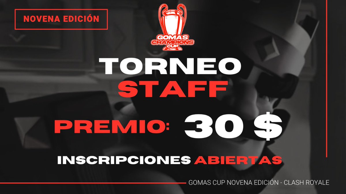 #CR | Gomas Champions 🏆| Novena Edición

🔰TORNEO DE STAFF🔰
Si eres manco pero dueño de equipo esta es tu oportunidad.

⚡ABRIMOS INSCRIPCIONES⚡

* Mencionar a 03 equipos
* Seguir a:
<a href="/Ap3Gomas/">Gomas</a>
<a href="/AyllusGaming/">Ayllus Gaming</a>
<a href="/IsabelSnchezch2/">Isabel SCH</a>
@Heroica_team
 Pruebas al WhatsApp +51 917163536