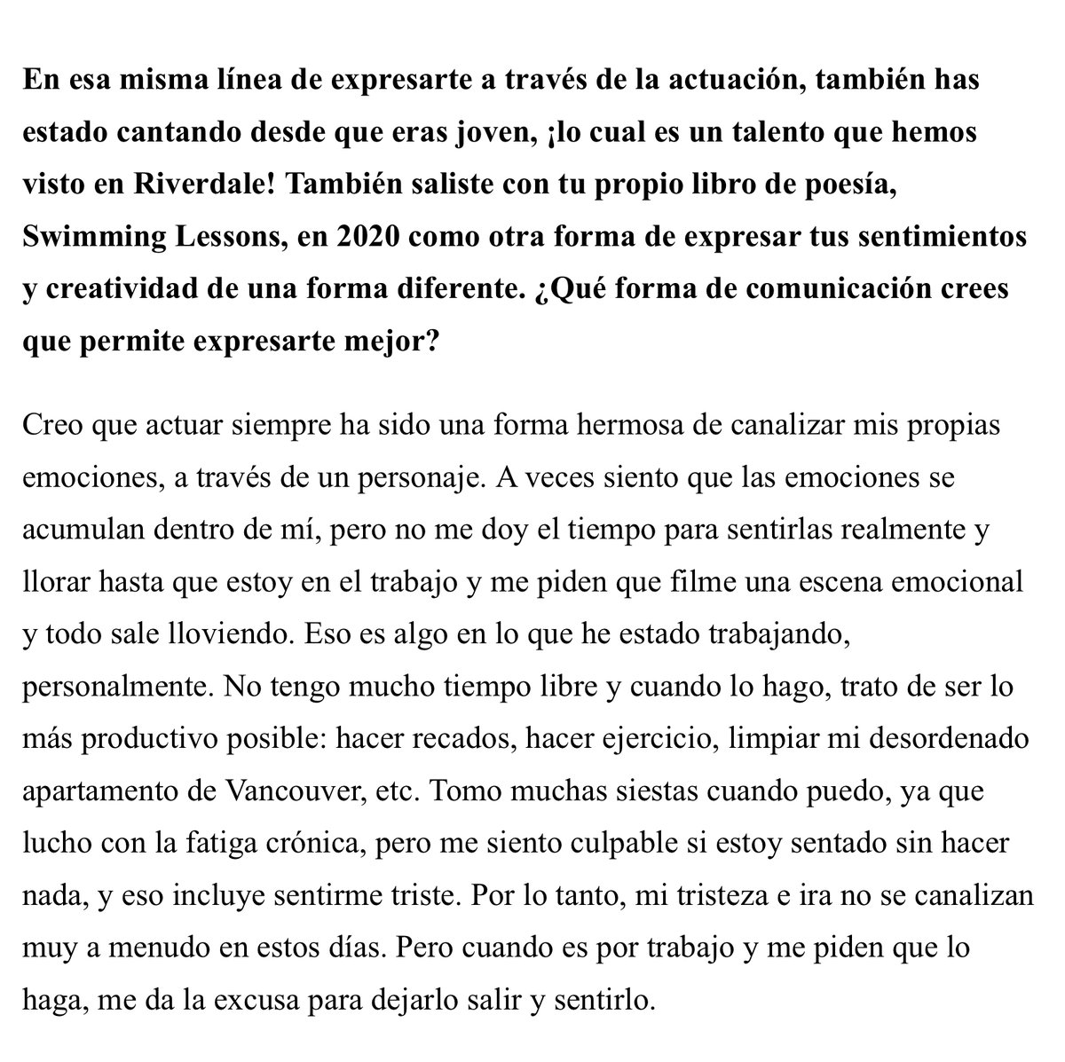 Reinhartinfo's tweet photo. Lili Reinhart sobre actuar: “ Creo que actuar siempre ha sido una forma hermosa de canalizar mis propias emociones, a través de un personaje. A veces siento que las emociones se acumulan dentro de mí (+ https://t.co/TLo31aixXg