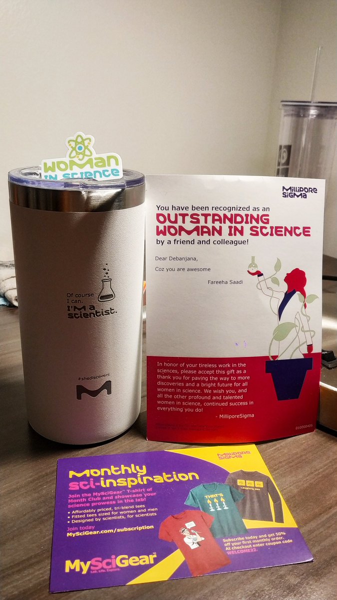 debanjana_c's tweet photo. So happy to have received this! Thank you Dr. Fareeha Saadi @FareehaSaadi1 for the nomination.. back at you!β€οΈ
Thank you @MilliporeSigma for the opportunity. Women keep encouraging each other!
#outstandingwomeninscience #shediscovers #STEM https://t.co/2xOtmYvnEw