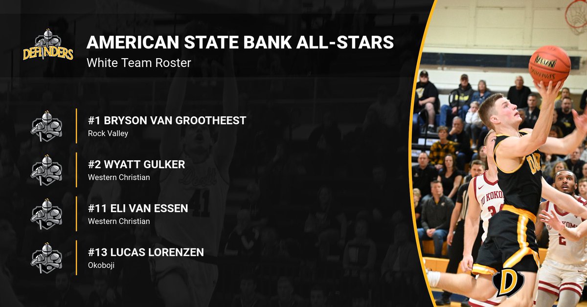 DordtHoops's tweet photo. Proud to partner with @AmericanStBank to host our annual High School All-Star game! 

Come watch some of the best local senior 🏀 hoopers this Thursday, March 24 at 7:30pm. (Women at 6pm)

Check out your White Team vs. Black Team Rosters! https://t.co/vbYF9PxvPz