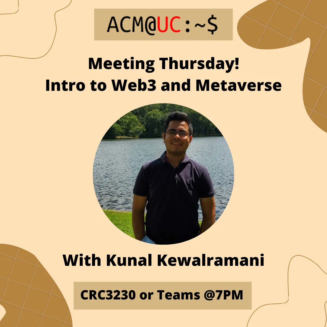 Happy Monday! Hope you are enjoying the nice weather today! We have a special meeting this week about Web3 and the Metaverse, given by Kunal Kewalramani. As usual, we'll see you in CRC3230 or on Teams!