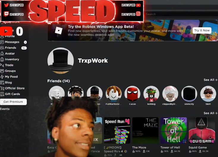 RTC on X: @IShowSpeed 's account TrxpWork has been BANNED off