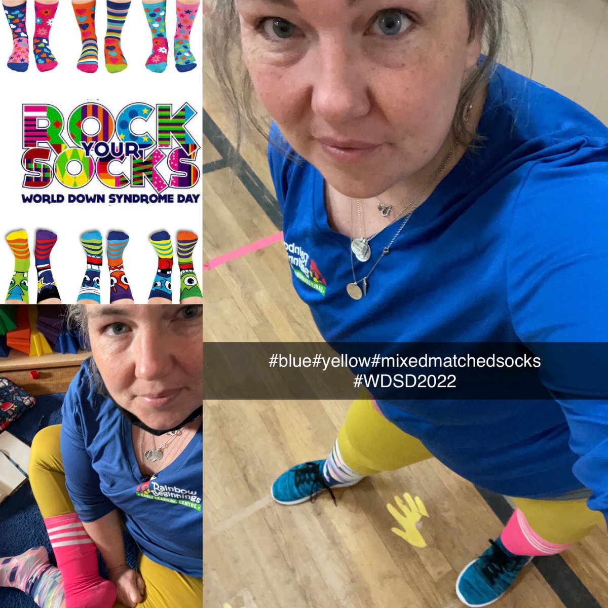 JakeyLyn's tweet photo. #WorldDownSyndromeDay #WDSD2022 #blue #yellow #mixmatchedsocks #love #Rainbow #RBELC https://t.co/4CjGshFi8p