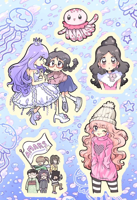 Princess Jellyfish stickies 🦑⭐ 