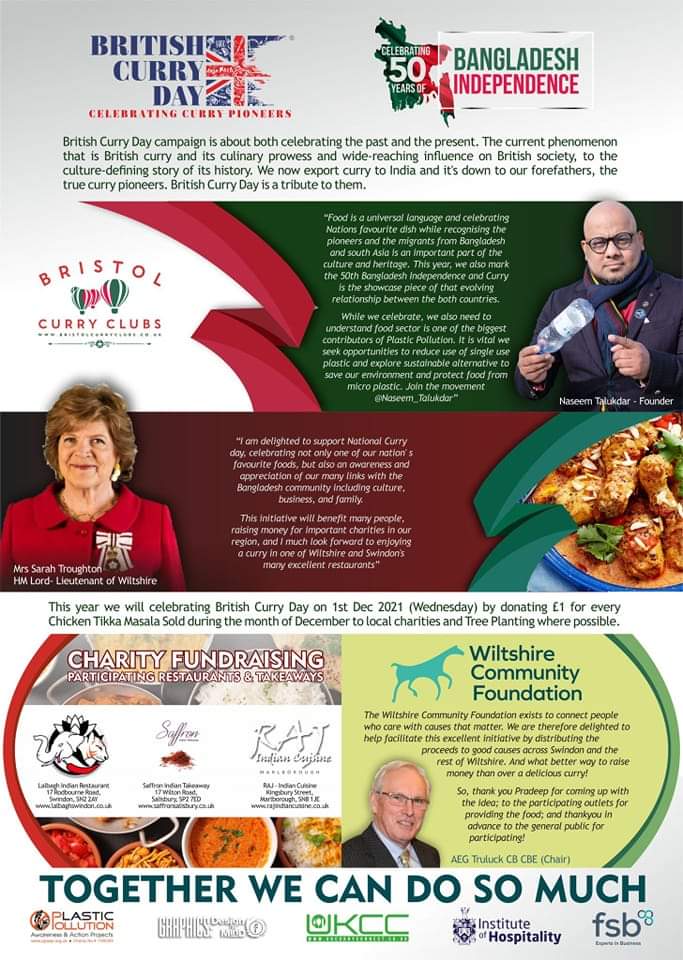 Today we had the pleasure of presenting a cheque for the proceeds raised to @WiltsCF for #BritishCurryDay on 01/12/21. This was in memory of our forefathers and the curry pioneers that established the Nations favourite dish.  

Thanks to our customers for the support.

#salisbury