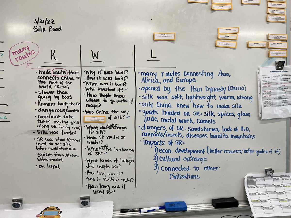 Broke out the ol’ KWL today to see what these sweet historians knew about the Silk Road…what they wanted to know…and then we recorded what we learned. It was a good day…#lovemyjob #middleschoolteacher