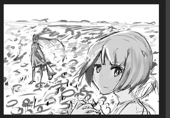 久しぶりに白黒塗りしてます
お花畑を描きたいです💠 
