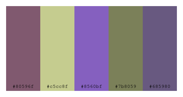 ColPaletteBot's tweet photo. Beep beep, here's a pretty color palette for you!
color-scheme.js parameters used:
- hue: 129
- variation: soft
- colors: #80596f, #c5cc8f, #8560bf, #7b8059, #685980
Have a lovely evening!
#twitterbot #colorpalette #colors #palette #prettycolors https://t.co/37mXn7DGKM