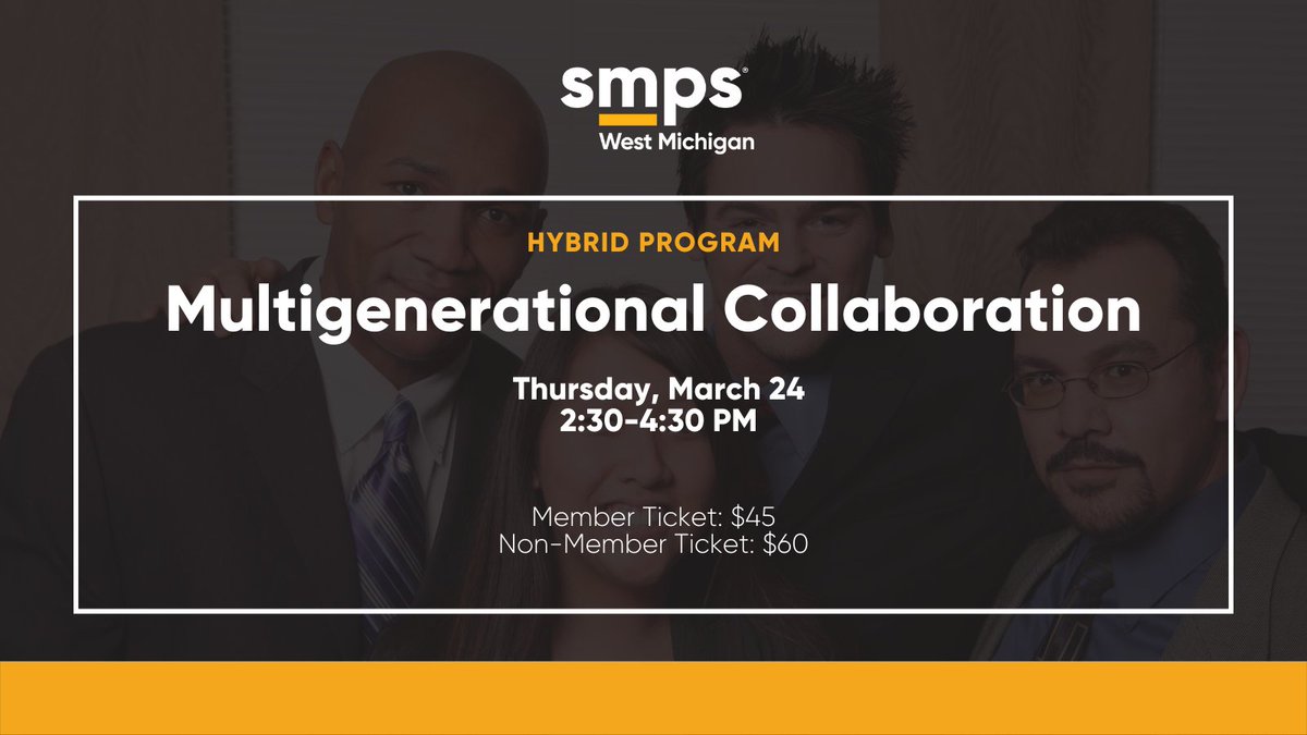 SMPSWM's tweet photo. Join us this Thursday, March 24 at 2:30 PM Eastern as Jason Reep of The Employers' Association walks us through how multiple generations can effectively work together.

To register, visit https://t.co/2H989pQiJP.  

#SMPSWM https://t.co/PhrIdtV0XQ