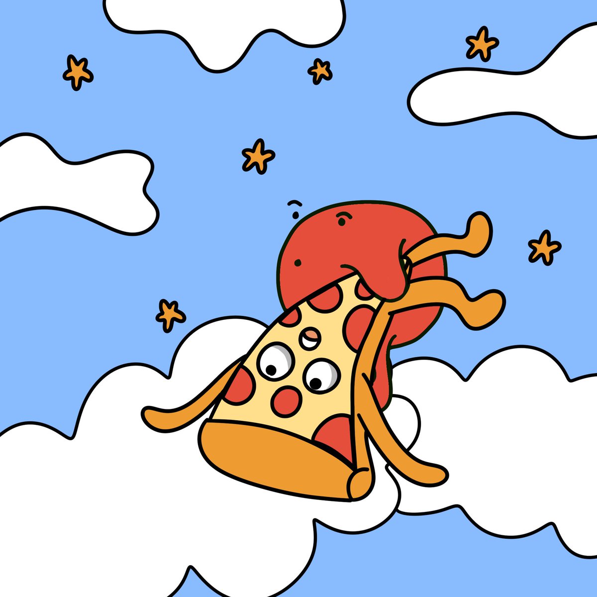 BuenaPizzaNFT's tweet photo. Look at this mem taking us to the sun (or maybe the moon?) 🧡💫

We just can't handle their cuteness! @memnfts 

#BuenaPizzaNFT #NFTs #NFTCommunity https://t.co/GIJXro6zdT