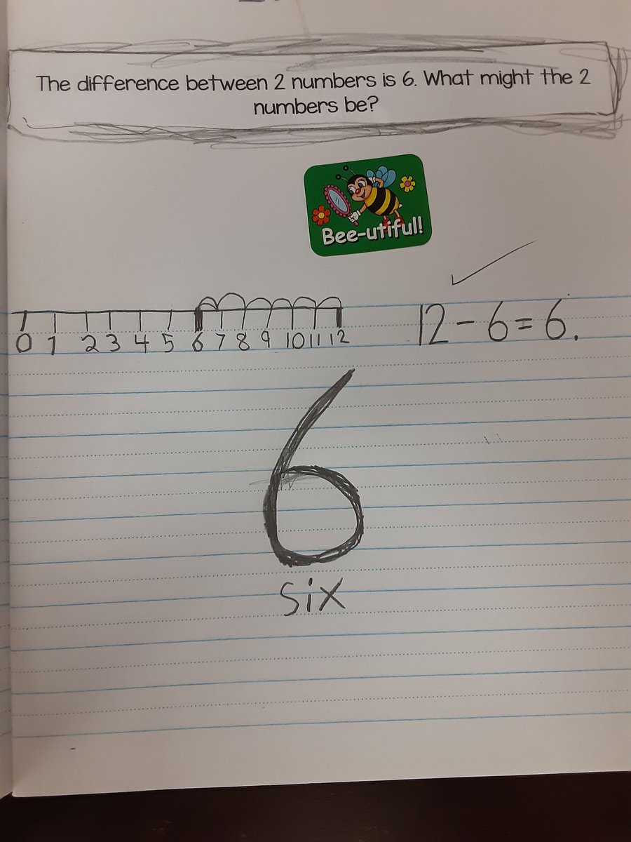 mrsbowesteaches's tweet photo. Today's Think It Through Math Journal Question allowed for a wide array of answers. "The difference between two numbers is 6. What could the two numbers be? #thinkitthrough #openended #mathlanguage #mindsonmath https://t.co/LRgRuGGhXG