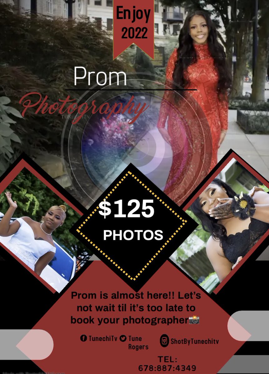 RogersTune's tweet photo. Need a PHOTOGRAPHER FOR PROM 📸📸📸 booking fee is $45 to secure your spot !!! Inbox for my questions #prom2022 #prom2022❤️ #atlphotographer #atlphotography #likeforfollow #atlprom #atlhighschools #gradyhighschool #southatlantahighschool #carverhighschool #mayshighschool https://t.co/VraU3cTE9k