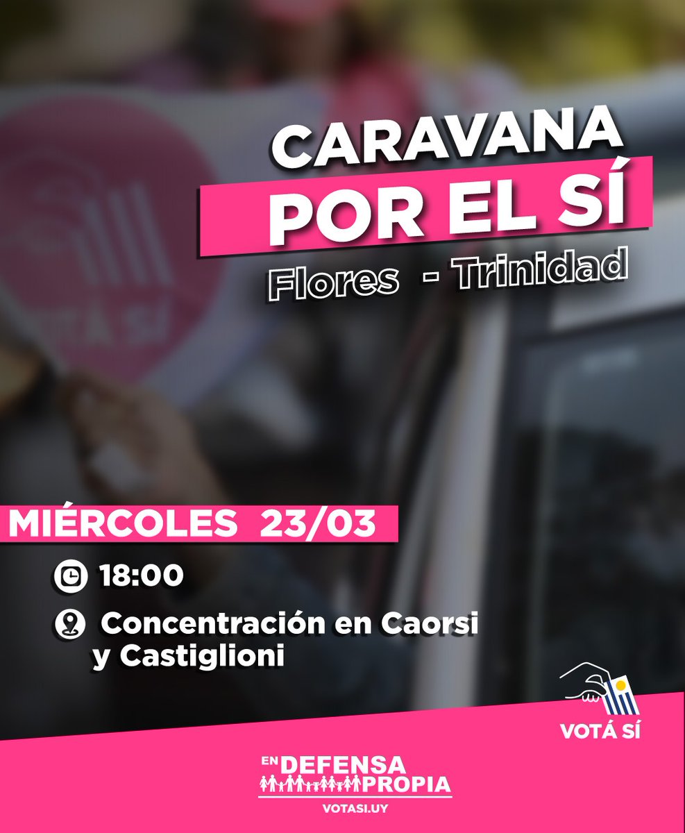CARAVANA por Trinidad! 🚗🚲🚐

¡Sumate a inundar las calles de alegría rosada!💗 

#VotáSÍ 🗳
