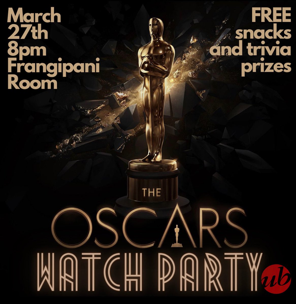UBFilmsIU's tweet image. 🎞SHOWTIME!📽 Join Union Board Films for an Oscars watch party! There will be free food, trivia, and prizes! All students are invited and you can RSVP on BeInvolved! See you Sunday, March 27 @ 8PM in the IMU Frangipani Room!