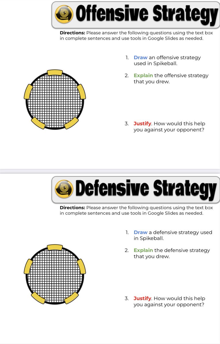 smsandino's tweet photo. 7th @Spikeball 🟡 lesson: Continuing to add and sharpen ss 🧰 tools, this time giving them some defensive tips.
➕Transferred over using platforms from DL like Google Classroom 
➕Interactive Google Slide assessment 
➕ @MrBiehlsPE you inspired my Tool Bank 🙏🏼
#physed https://t.co/AI1oCaLYMN