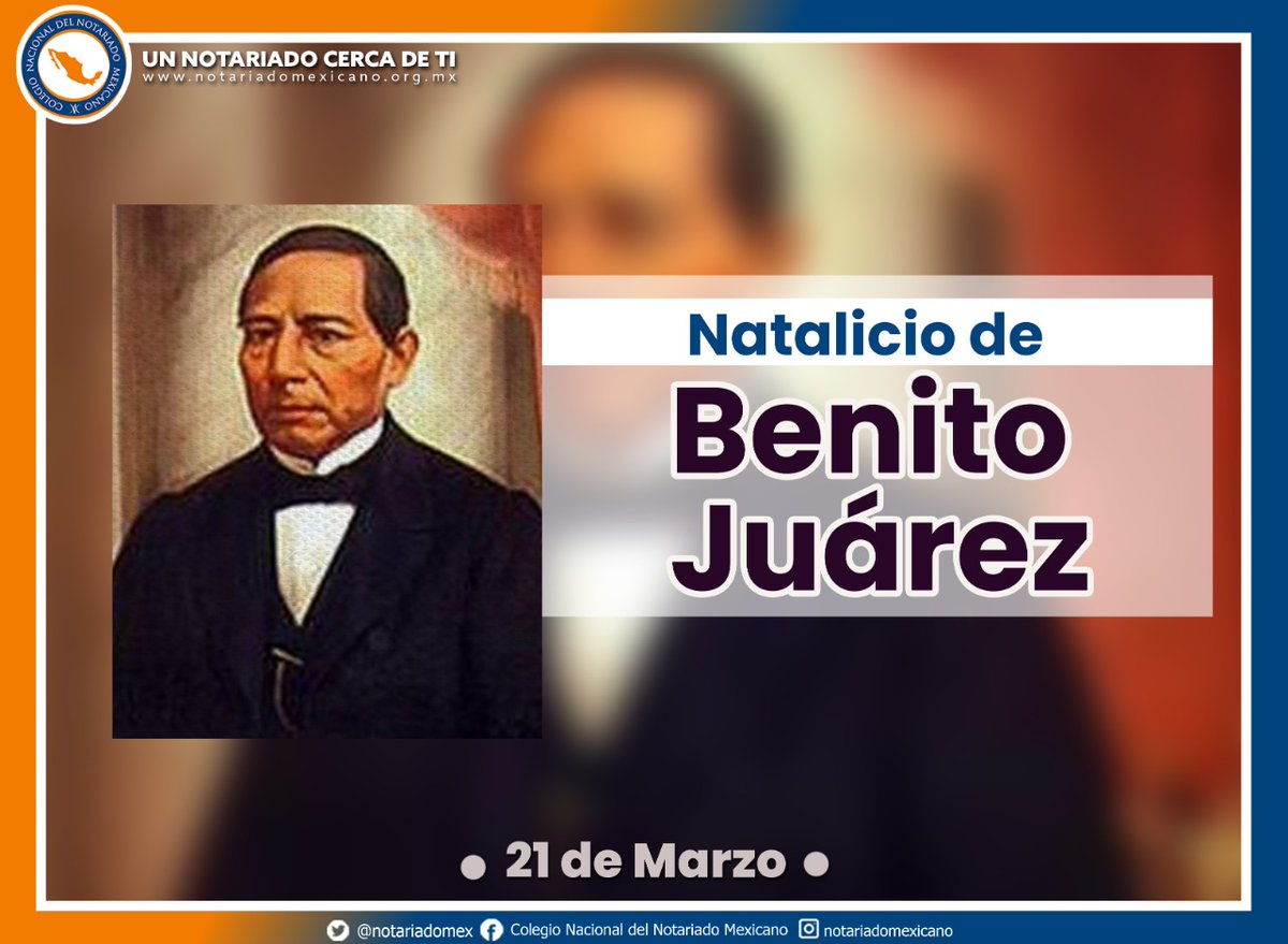 notariadomex's tweet photo. Hoy se conmemora el Natalicio de Benito Pablo Juárez García "Benemérito de las Américas".
Marcó la historia de nuestro país transformando el sector educativo, tras la promulgación de las Leyes de Reforma, donde se estableció que la enseñanza debe ser laica, gratuita y obligatoria https://t.co/oX0neigdP3