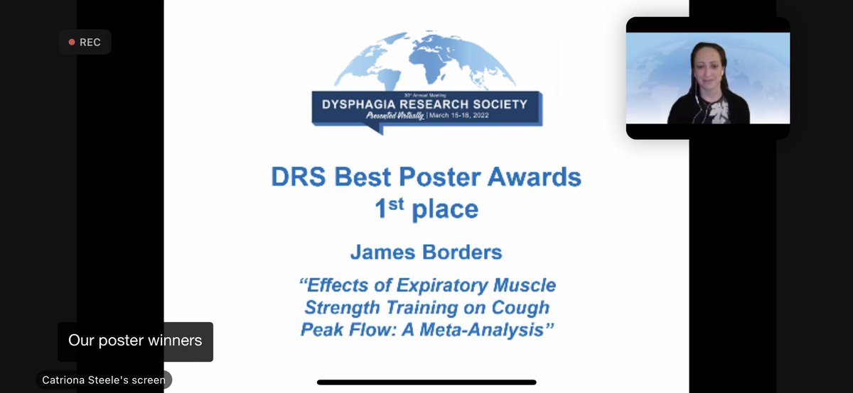 Congratulations to <a href="/AirwayLab/">Upper Airway Dysfunction Lab</a> PhD student <a href="/jamescborders/">James Borders</a> on his first place poster presentation at this years <a href="/Official_DRS/">Dysphagia Research</a> #drs2022.