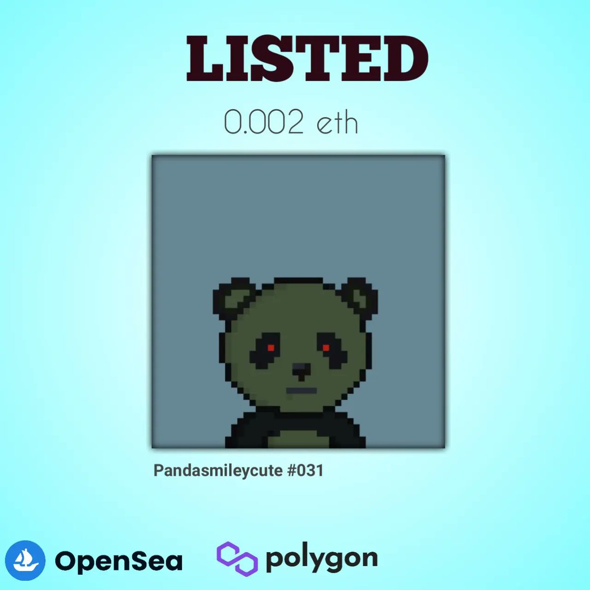 🐼pandasmileycute🐼 #031 has been released, waiting to be adopted, 

Get your before the price to the moon
🚀🚀🚀🚀🚀🚀🚀🚀🚀🚀🚀🚀🚀
Now available on opensea ( link in bio)

#NFTGiveaway  #nft  #nftart #nftcollector #nftcommunity  #nftartist #nftcollectibles #nftartgallery