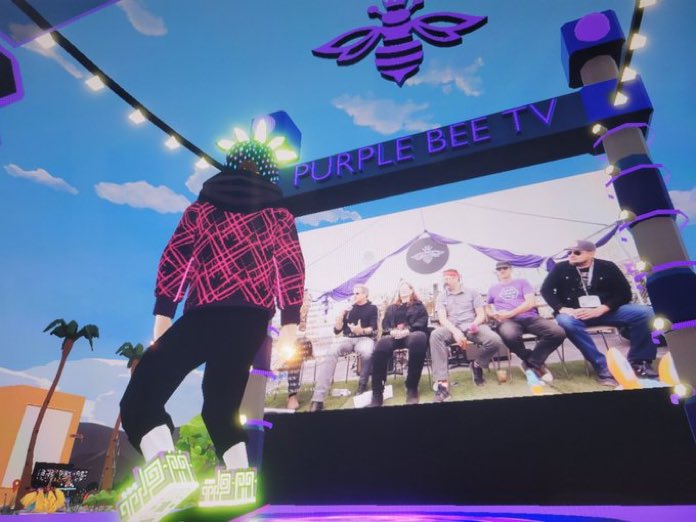 janbozarth's tweet photo. Speaking live in Austin during SXSW on music, NFTs, Web3 streaming in Decentraland. #purplebee #livemusic #Web3 https://t.co/AlJRWDGxjw