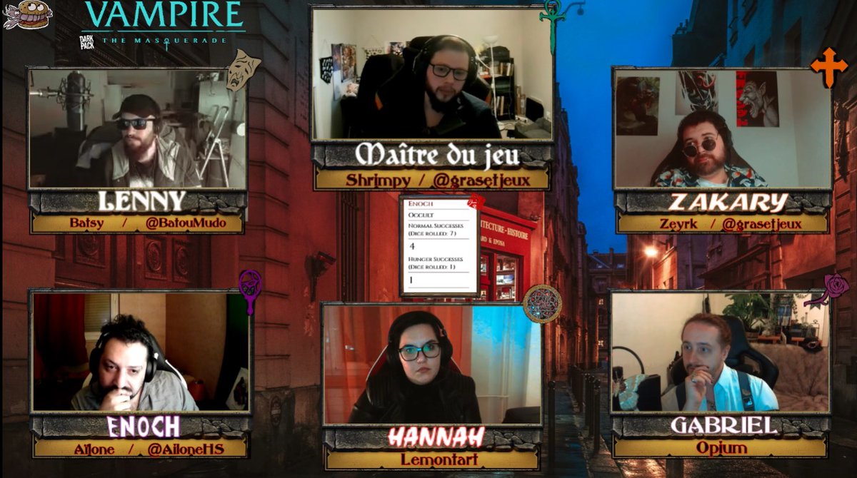 BatouMudo's tweet photo. Had an absolute blast playing #vampirethemasquerade for the first time on twitch tonight!

Thanks to everyone who watched us, and stay tuned for next episode in two weeks!

#worldofdarkness #nosferatu #globalbrood #ravnos #banuhaqim #toreador #berlingoule  #TTRPG #jdr https://t.co/uF6ET4pcxE