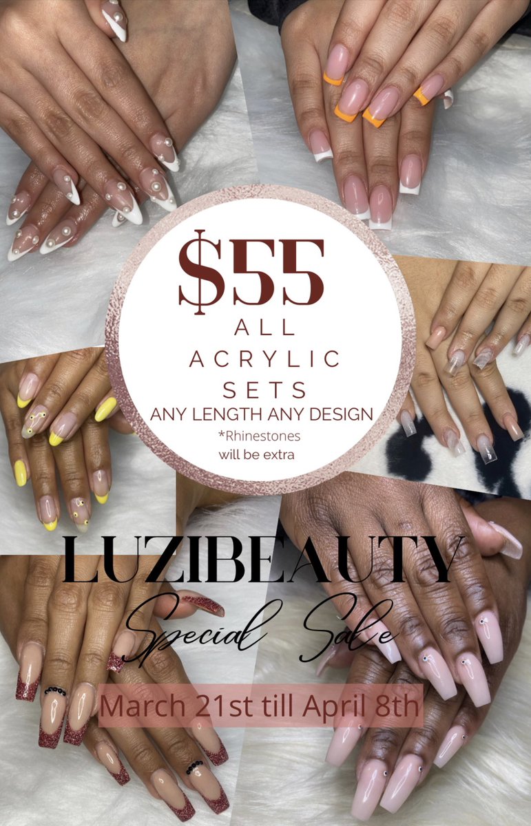 IAmLuzC's tweet photo. Hi Guys! Im running a acrylic full set special and would like to book as many possible appointments. Im located in North Jersey and If you guys can retweet so I can reach more people i would greatly appreciate it! 💖Thank you!!!! #NJnailtech #nailtech my IG is @ luzibeauty_ https://t.co/kj00ywrfEN