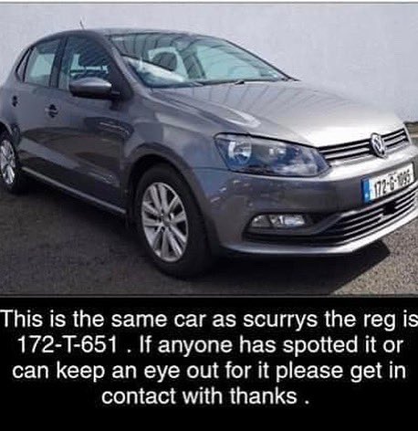 jackiecahillff's tweet image. Can I ask all my followers to share if possible, Christopher Carew aka Scurry is reported missing.
His car is a Grey Polo registration 
172-T-651
If anyone has seen him please get in contact with anyone he knows or Tipperary Gardai 050425100
PLEASE SHARE
@gardainfo