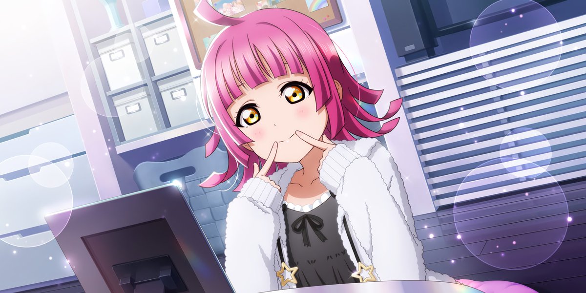 Disabled_OTD's tweet photo. Today’s disability character is Rina Tennouji from Love Live

She has reduced affect display/flat affect and is generally considered to be autistic

She uses drawn and digital expression masks to compensate for her difficulty expressing emotion https://t.co/3JoFgHLU2P