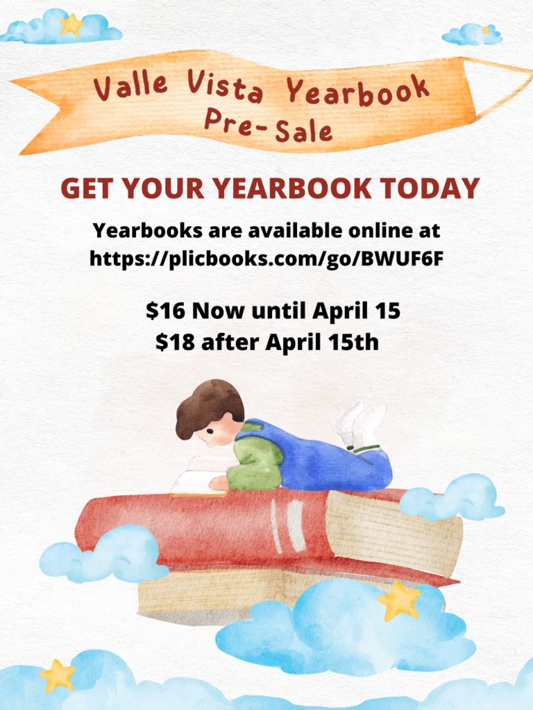 VV Families: Yearbooks are on sale now for $16!
Price goes up to $18 after April 15th.
Click on the link below to order:  store.plicbooks.com/projects/17036…