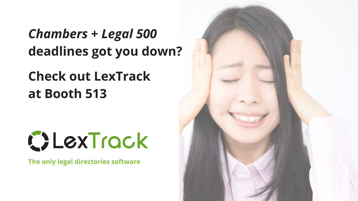 LexTrack's tweet photo. Legal directories deadlines never stop! There is a better way. Get all of your #legaldirectories submissions on a dashboard, with reminders and the proper forms. Visit booth 513 at #LMA22 to see the software today! https://t.co/XcKKAkLTUs