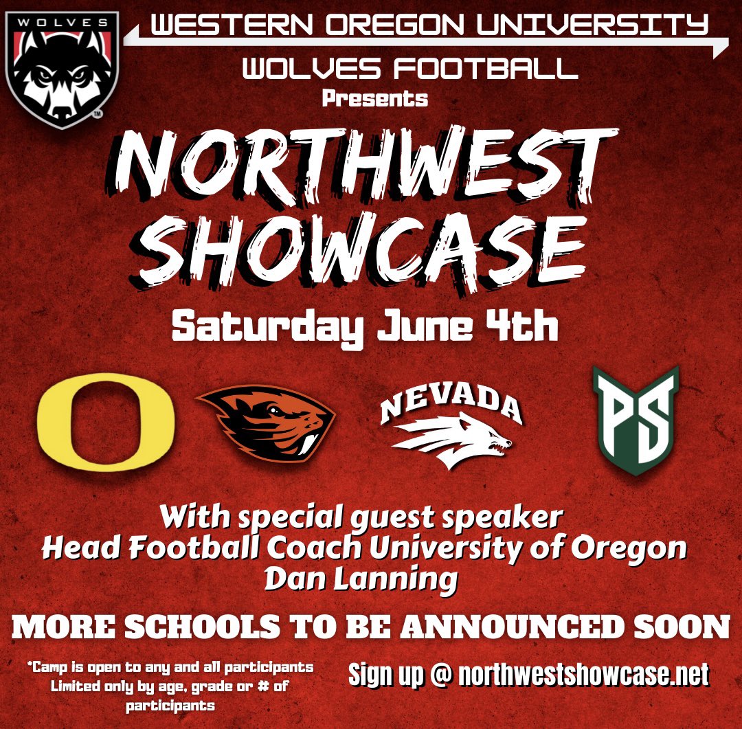THENWSHOWCASE's tweet photo. 🚨 Registration Now Open 🚨 

🗓Saturday June 4th

📍 Western Oregon University 🐺 

*A lot more schools will be added soon!

Sign up to secure your spot⬇️

https://t.co/ld2GPXwOnZ https://t.co/o6vQUWfGsc