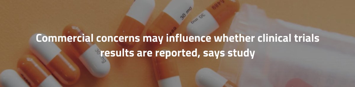Drug_Evidence's tweet photo. UBC study on industry sponsor influence in #ClinicalTrials reporting: https://t.co/VJuOMKuRBd

Lead author @InsideTrials: "our study highlights a number of ways drug companies can influence whether trial results are reported"

#PublicationBias #ResearchBias https://t.co/7OmwSyOm3a
