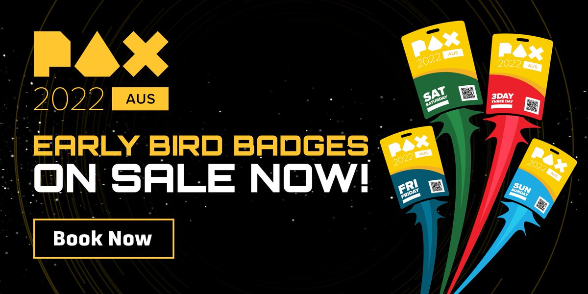 PAXAus's tweet photo. ⚠️🚨⚠️ Quit hitting F5 already (we see you!) - #PAXAus Early Bird Badges are available to purchase NOW! Book here: https://t.co/OL2MtdOLIZ

Bring your party to our party!
PAX Aus 2022 | 7 - 9 Oct | MCEC

EB 3 Day Badge: $170
EB Single Day Badge: $65

🚨⚠️LIMITED AVAILABILITY⚠️🚨 https://t.co/QNIhmNc9X5