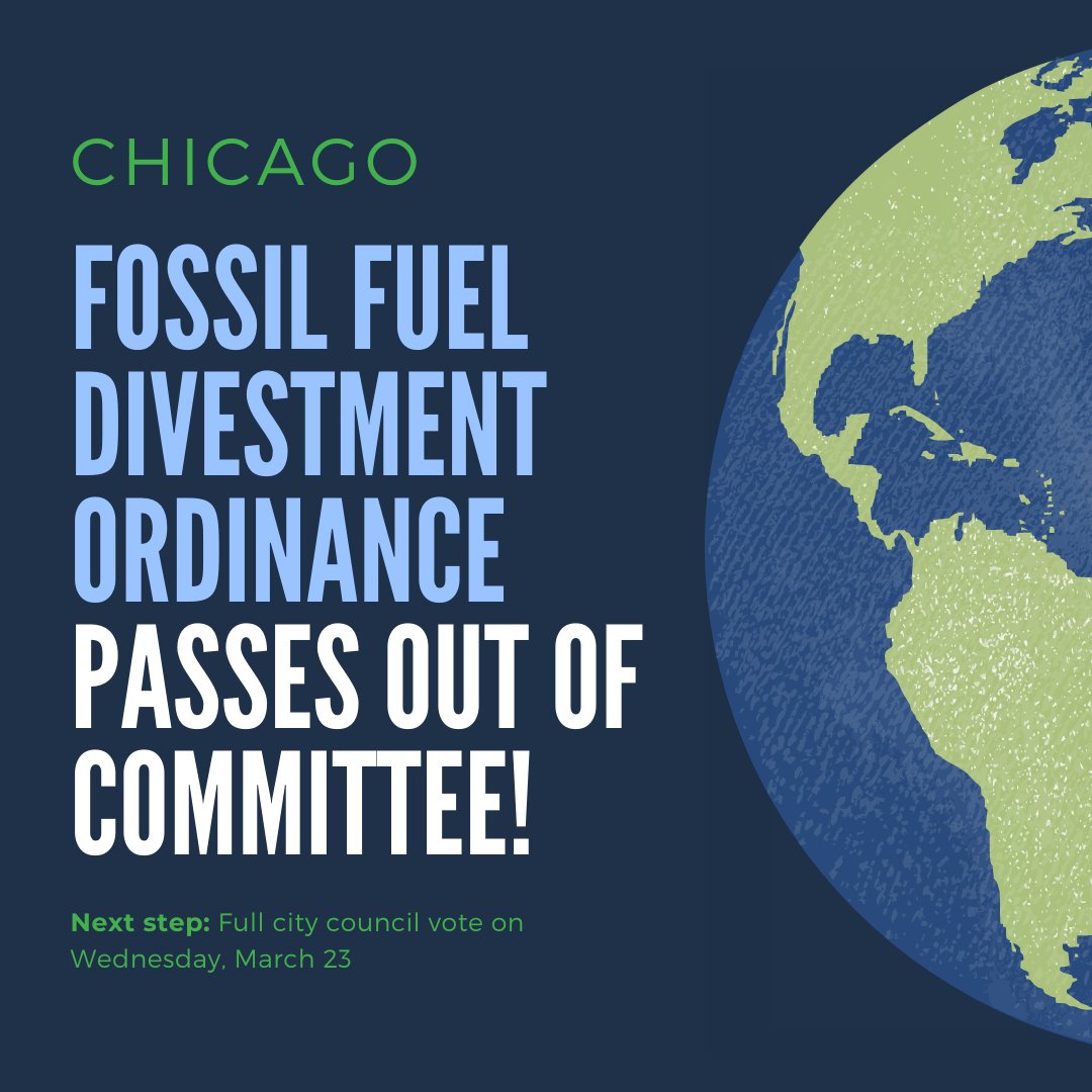 39thWardUnited's tweet photo. ✅YES! Fossil Fuel Divestment ordinance passed! Thanks to everyone who called, emailed, and spoke out on social media to convince 39th Ward Ald. Nugent to vote yes. Next step: Full council vote Wed. #DiveststChi #SignOnSam https://t.co/0T1tMxyTMt