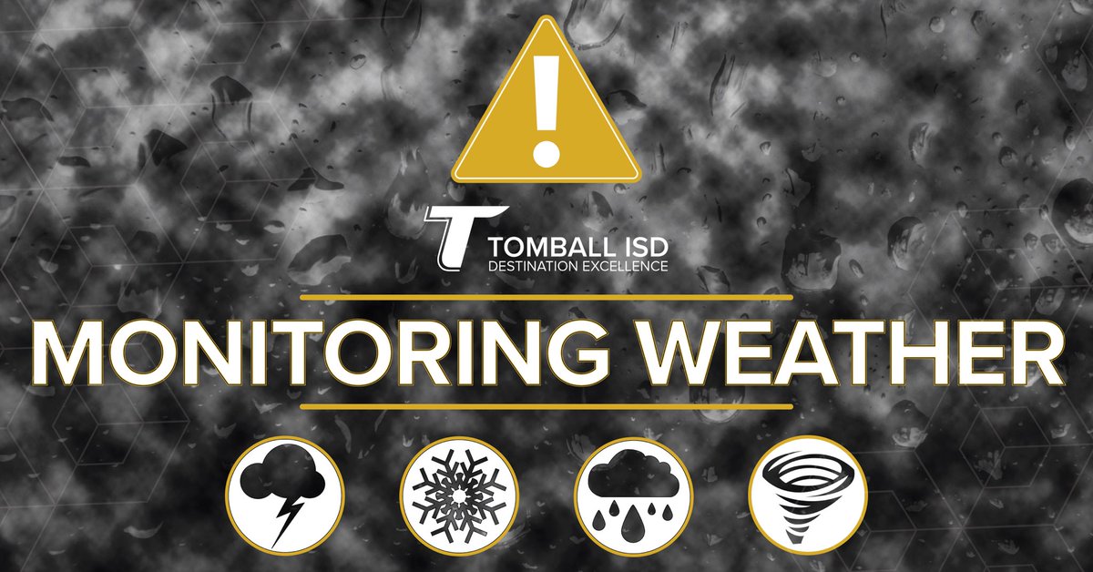 Tomball ISD (@tomballisd) on Twitter photo .<a href="/TomballISD/">Tomball ISD</a> is closely monitoring the weather and any impact it may have in our area.
Classes will resume tomorrow and currently, it will remain a normal school day all day with no changes to our school operations at this time. .<a href="/TomballISD/">Tomball ISD</a> is closely monitoring the weather and any impact it may have in our area.
Classes will resume tomorrow and currently, it will remain a normal school day all day with no changes to our school operations at this time.